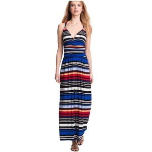 Vince Camuto Blue Red Multicolor Maxi Dress Size S